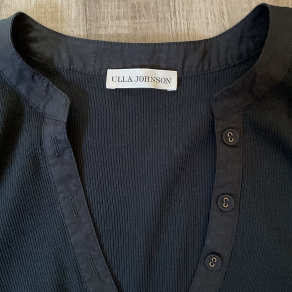 Ulla Johson Amiri Dress Noir Cotton Fine Ribbed Poplin Ballon Sleeves Small - Picture 5 of 7
